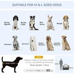 PawHut 91cm Foldable Pet Carrier W/ Cushion, For Large Dogs And Cats - Grey -PawHut Shop 69662205 4