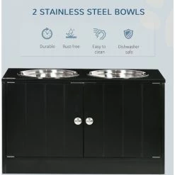 PawHut Raised Dog Bowls For Large Dogs Feeding Station W/ Stand, Storage - Black -PawHut Shop 70251448 4