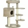 PawHut Cat Tree For Indoor Cats Tower W/ Ramp, Bed, Cat House, Toy Ball - Brown