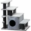 PawHut Dog Steps For Bed 4 Step Pet Stairs Cat House With Detachable Cover