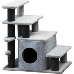 PawHut Dog Steps For Bed 4 Step Pet Stairs Cat House With Detachable Cover