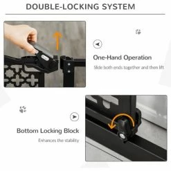 PawHut 74-105 Cm Pet Safety Gate Pressure Fit Stair With Double Locking, Black -PawHut Shop 71900088 4