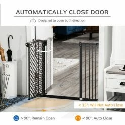 PawHut 74-105 Cm Pet Safety Gate Pressure Fit Stair With Double Locking, Black -PawHut Shop 71900088 5
