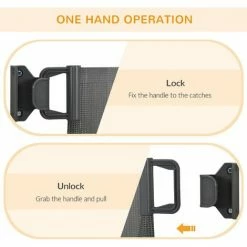 PawHut Retractable Stair Gate For Dogs Mesh Safety Gate - Grey -PawHut Shop 72310950 4