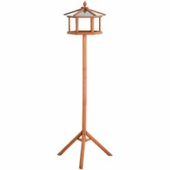 PawHut Bird Table Wooden Feeding Station With Stand For Garden Wooden 153cm