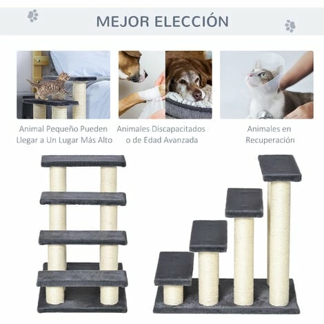 PawHut Dog Steps for Bed 4 Step Pet Stairs ladder for Dog Cat Scratch Post Grey PawHut Dog Steps For Bed 4 Step Pet Stairs Ladder For Dog Cat Scratch Post Grey -PawHut Shop 7835289 5