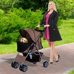 PawHut Pet Stroller Carrier Foldable Deluxe Jogger Walk Travel Dog Cat 4 Wheels 2 PawHut Pet Stroller Carrier Foldable Deluxe Jogger Walk Travel Dog Cat 4 Wheels -PawHut Shop 7913790 3