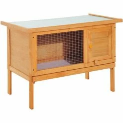 PawHut Rabbit Hutch Bunny Cage Guinea Pig Elevated House Wood Outdoor Garden