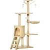 PawHut Cat Tree Kitty Activity Centre Scratching Post With Toys 5-tier Beige