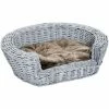 PawHut Elevated Dog Cat Couch Pet Basket Sofa Bed Wicker Willow Rattan W/Cushion
