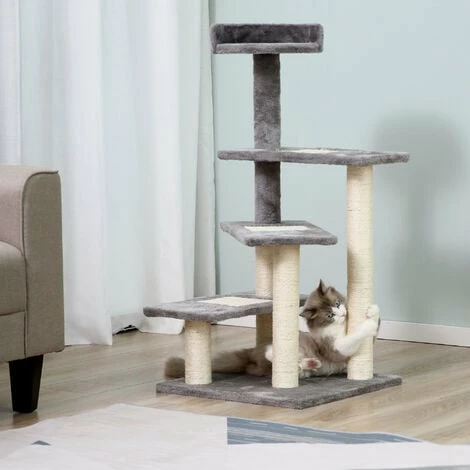PawHut Cat Tree Activity Center Kitten Climbing Tower Scratching Post Plush PawHut Cat Tree Activity Center Kitten Climbing Tower Scratching Post Plush -PawHut Shop 9505051 3