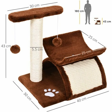 PawHut Cat Tree Plush Scratcher Kitty Activity Play Center Tunnel Dangling Ball PawHut Cat Tree Plush Scratcher Kitty Activity Play Center Tunnel Dangling Ball -PawHut Shop 9673279 2