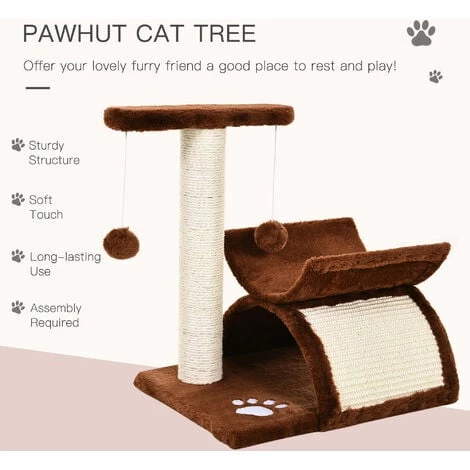 PawHut Cat Tree Plush Scratcher Kitty Activity Play Center Tunnel Dangling Ball PawHut Cat Tree Plush Scratcher Kitty Activity Play Center Tunnel Dangling Ball -PawHut Shop 9673279 4