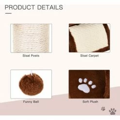 PawHut Cat Tree Plush Scratcher Kitty Activity Play Center Tunnel Dangling Ball 4 PawHut Cat Tree Plush Scratcher Kitty Activity Play Center Tunnel Dangling Ball -PawHut Shop 9673279 5