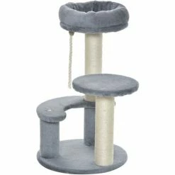 PawHut Cat Tree Scratcher Kitty Activity Center 2 Perch Sisal Rope Grey