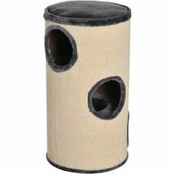 PawHut Cat Scratching Barrel Sisal Activity Center 3 Dens Observation Deck 70H