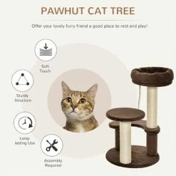 PawHut Cat Tree Scratcher Kitty Activity Center 2 Perch Sisal Rope Brown -PawHut Shop 9746094 4