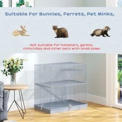 PawHut 3-Level Small Animal Cage Pet Bunny Hutch W/ Easy Clip Base Ladder -PawHut Shop 9843008 4